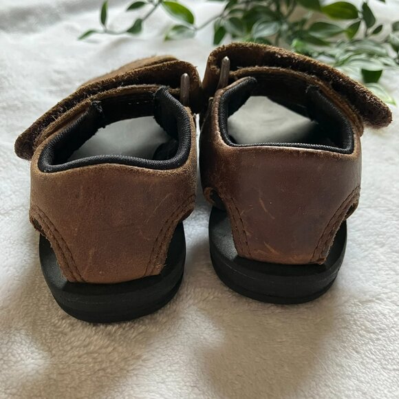 Stride Rite Infant Toddler Sandals 5M | Brown Leather Adjustable Strap Sandals - Picture 4 of 15